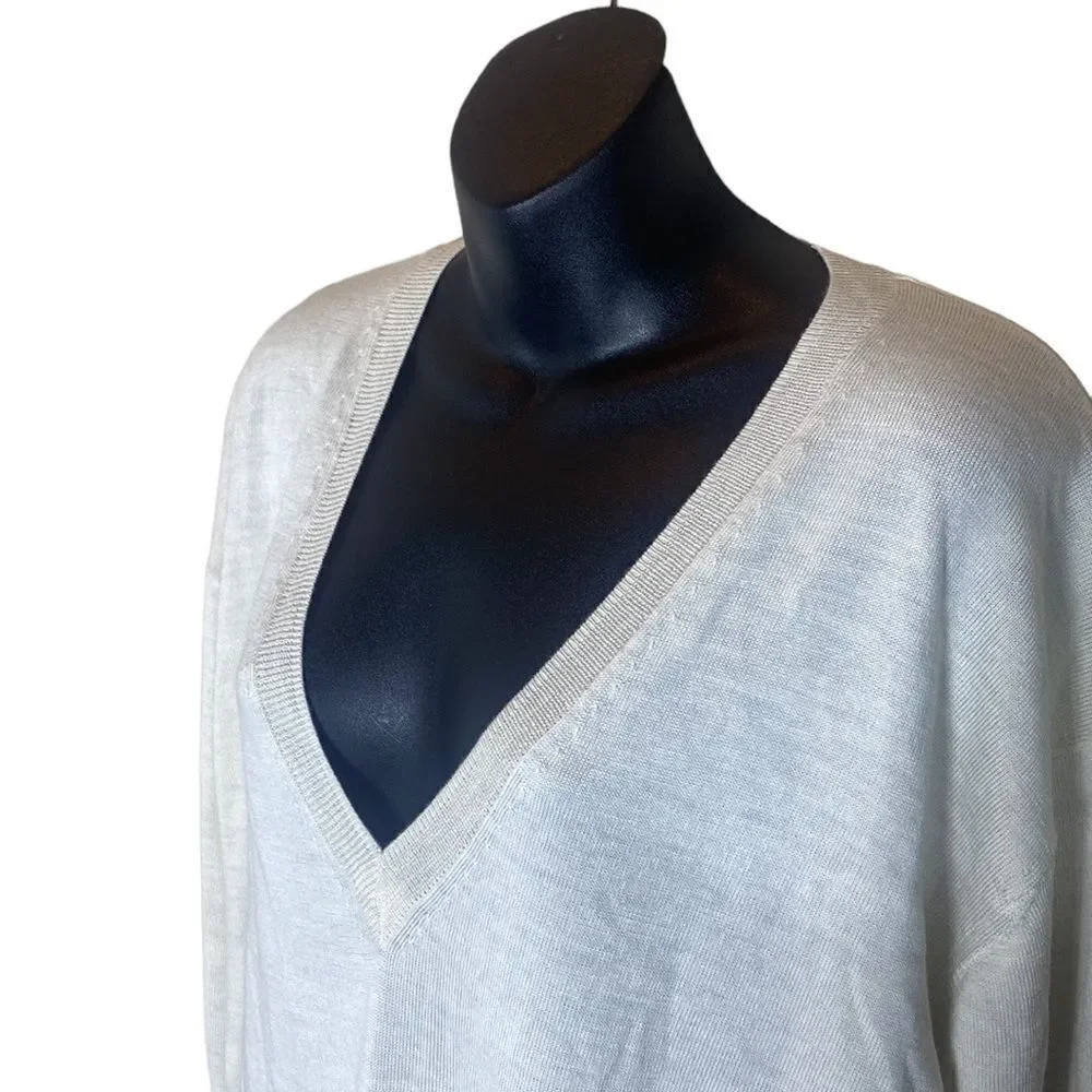 IRO women’s large aran mixed ecru 100% capsule minimalist sweater cozy winter - Picture 3 of 8